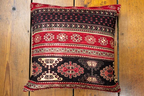 White Turkish Striped outlet Hemp Pillow - Red Stripes Turkish Vintage Kilim Cushion Cover